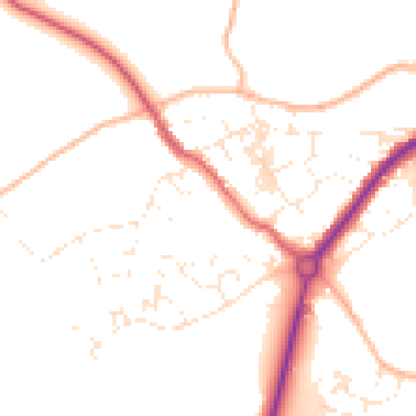 Daytime road noise heatmap for TR18 3EE