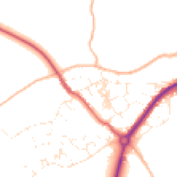 Daytime road noise heatmap for TR18 3EH