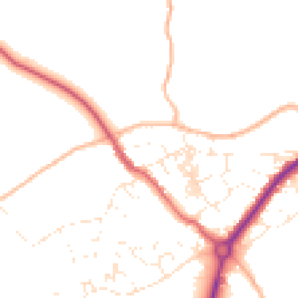 Daytime road noise heatmap for TR18 3EN