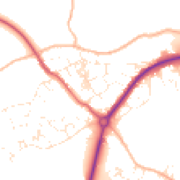 Daytime road noise heatmap for TR18 3EU