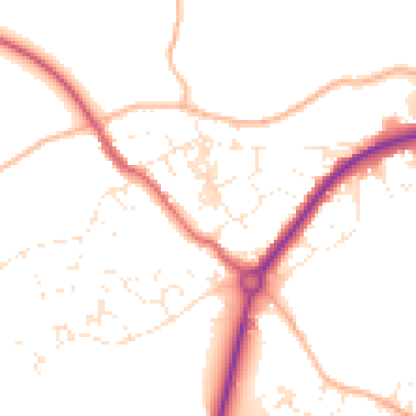 Daytime road noise heatmap for TR18 3EX