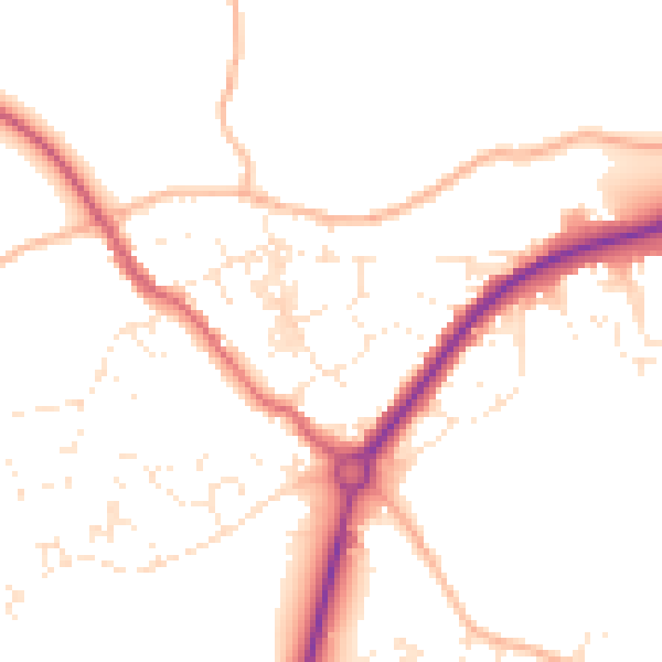 Daytime road noise heatmap for TR18 3EY