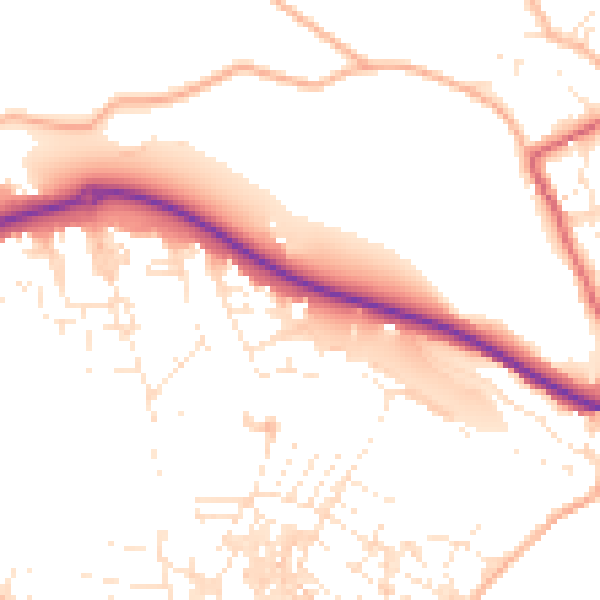 Daytime road noise heatmap for TR18 3FB