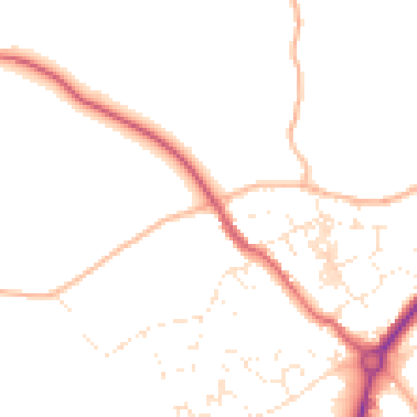 Daytime road noise heatmap for TR18 3FD
