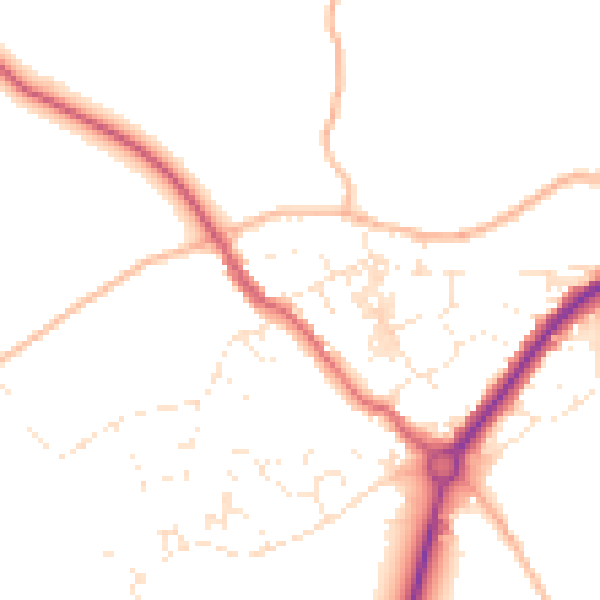 Daytime road noise heatmap for TR18 3FE