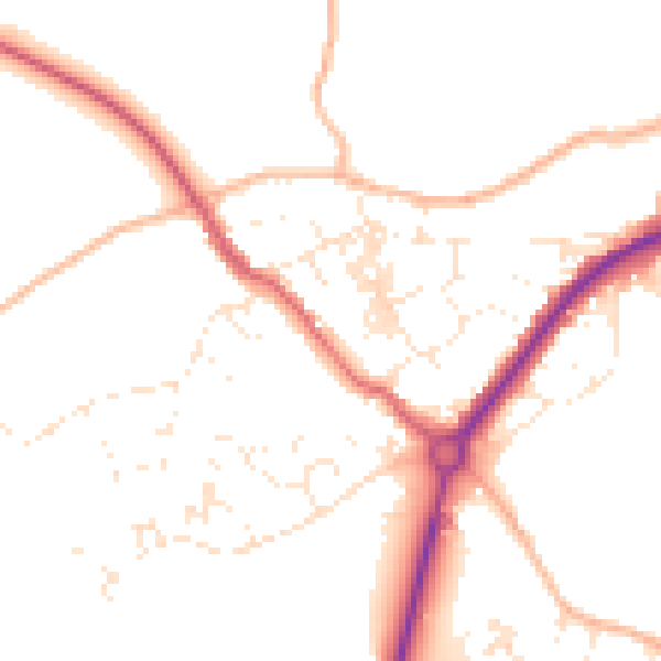 Daytime road noise heatmap for TR18 3GD