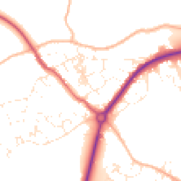 Daytime road noise heatmap for TR18 3HB
