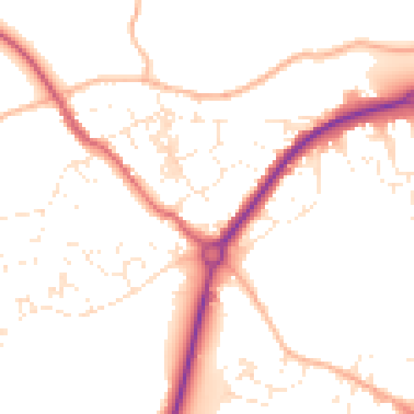 Daytime road noise heatmap for TR18 3HD
