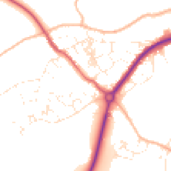 Daytime road noise heatmap for TR18 3HF