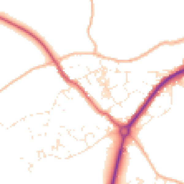 Daytime road noise heatmap for TR18 3HG