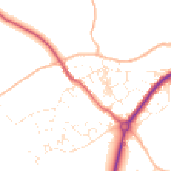 Daytime road noise heatmap for TR18 3HH