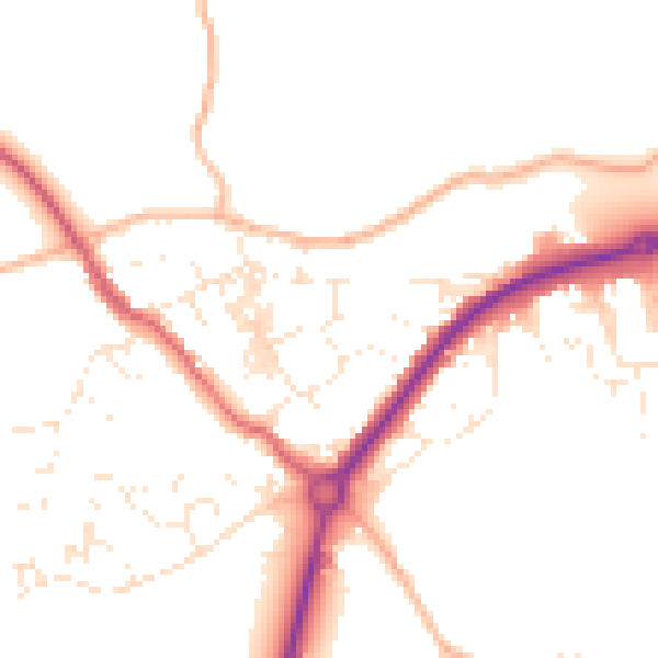 Daytime road noise heatmap for TR18 3HP