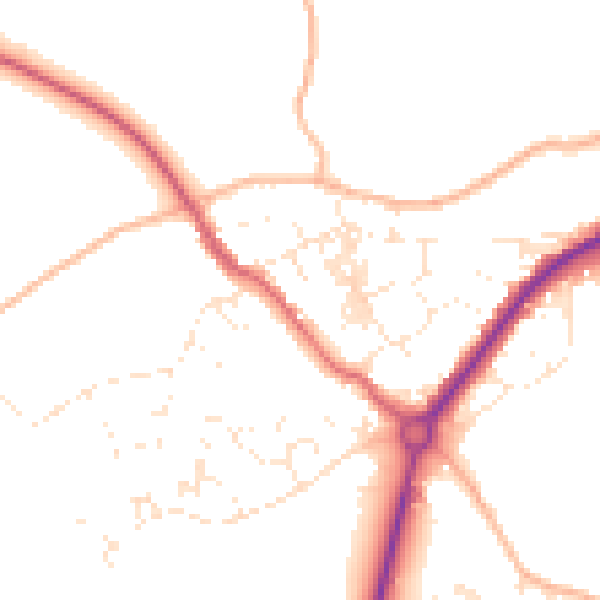 Daytime road noise heatmap for TR18 3HQ