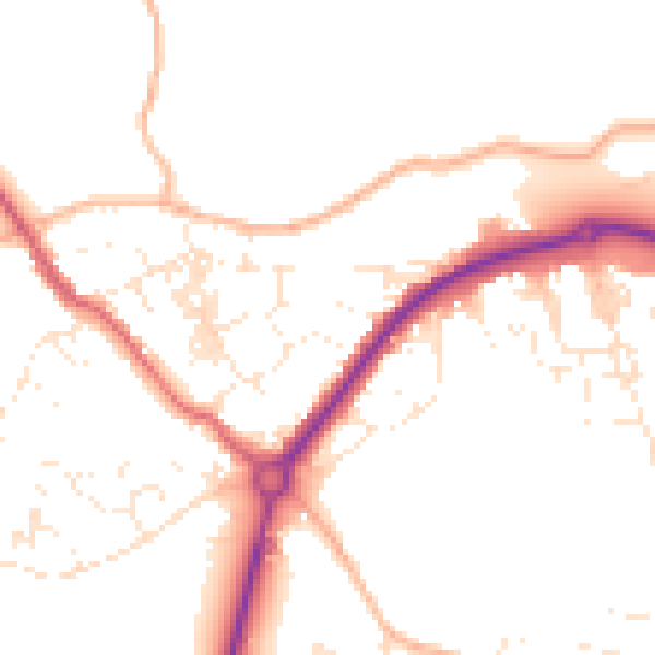 Daytime road noise heatmap for TR18 3HW