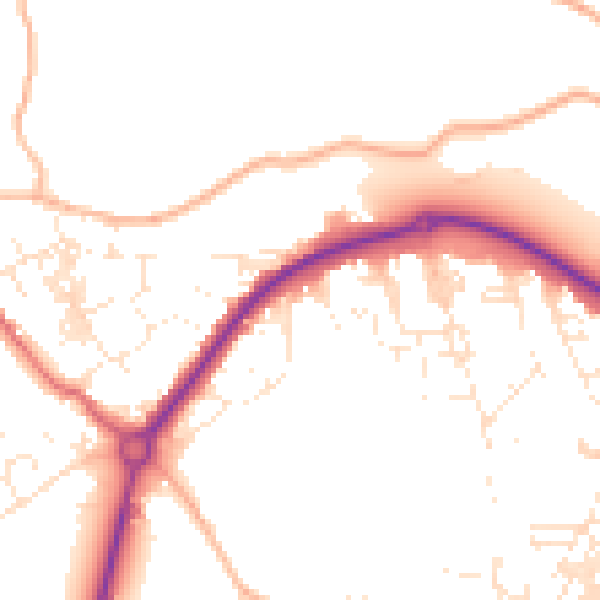 Daytime road noise heatmap for TR18 3HX