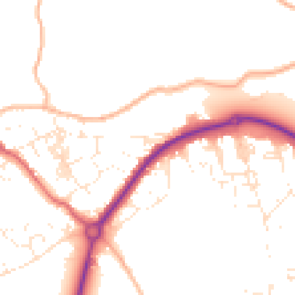 Daytime road noise heatmap for TR18 3JA