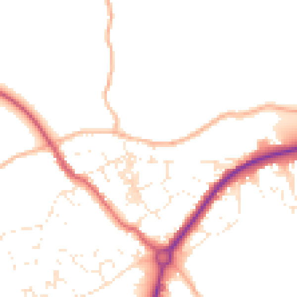 Daytime road noise heatmap for TR18 3JE