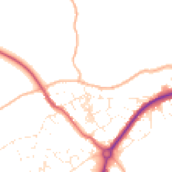 Daytime road noise heatmap for TR18 3JH