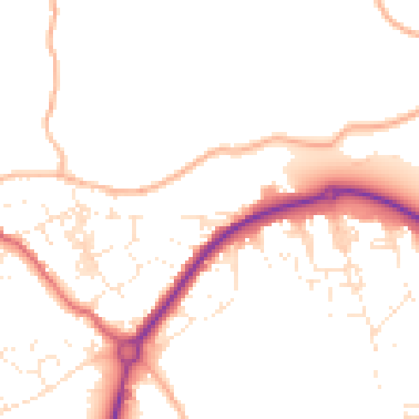 Daytime road noise heatmap for TR18 3LB