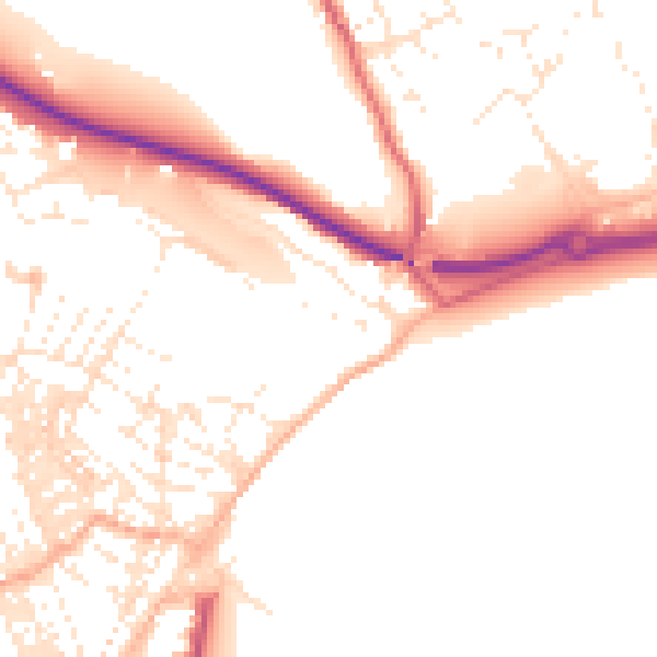 Daytime road noise heatmap for TR18 3LJ