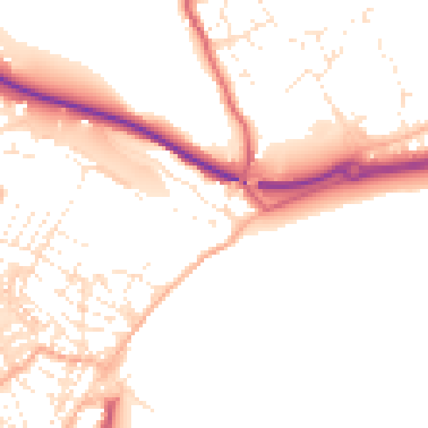 Daytime road noise heatmap for TR18 3LR