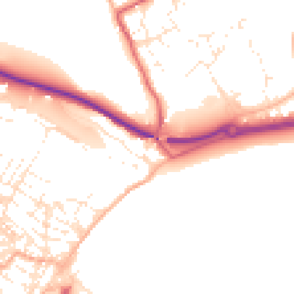 Daytime road noise heatmap for TR18 3LS