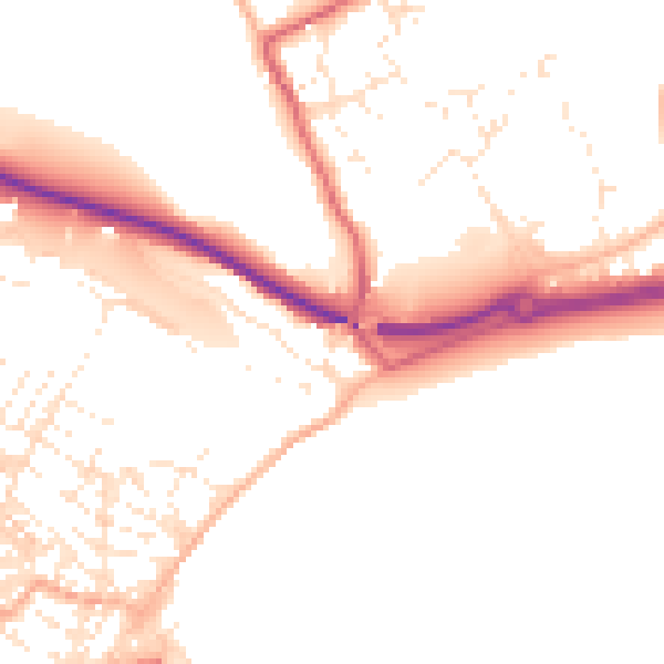 Daytime road noise heatmap for TR18 3LT