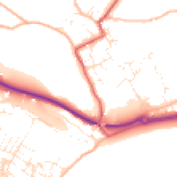 Daytime road noise heatmap for TR18 3LU