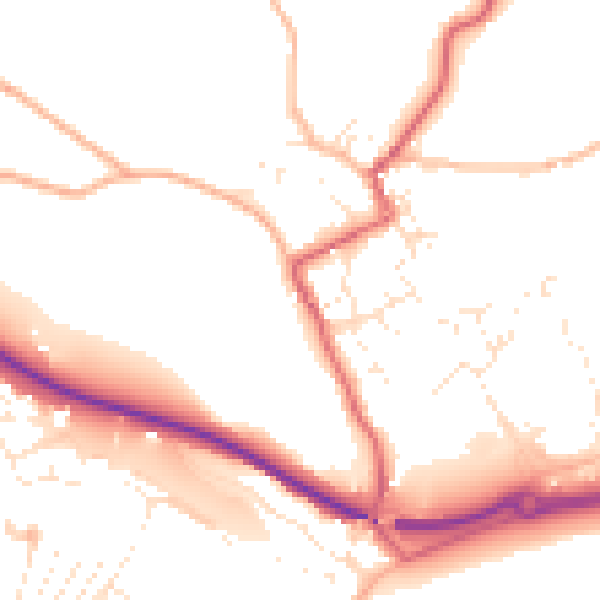 Daytime road noise heatmap for TR18 3LX