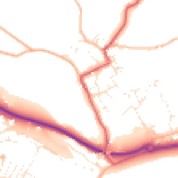 Daytime road noise heatmap for TR18 3NB