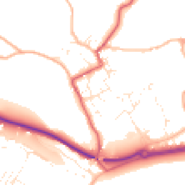 Daytime road noise heatmap for TR18 3ND