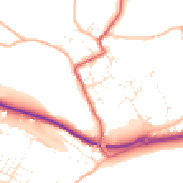 Daytime road noise heatmap for TR18 3NE