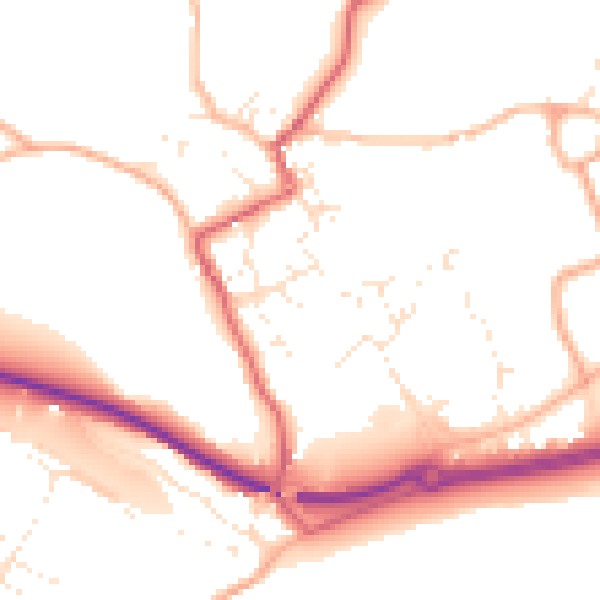 Daytime road noise heatmap for TR18 3NF