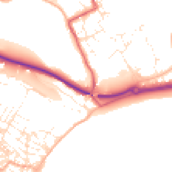 Daytime road noise heatmap for TR18 3NH