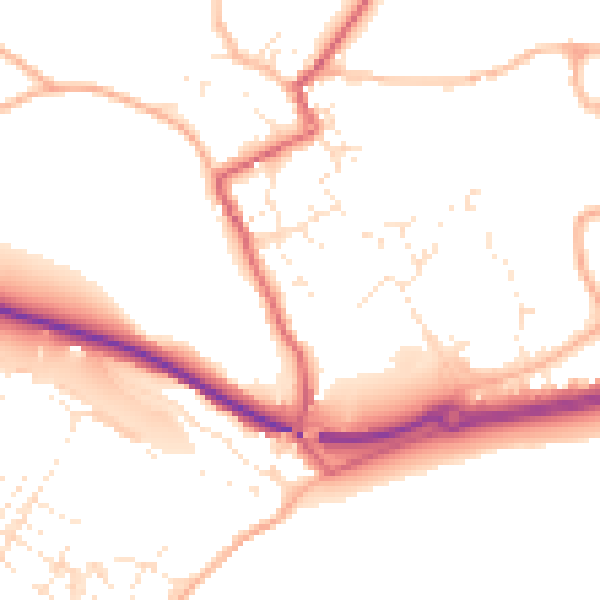 Daytime road noise heatmap for TR18 3NJ
