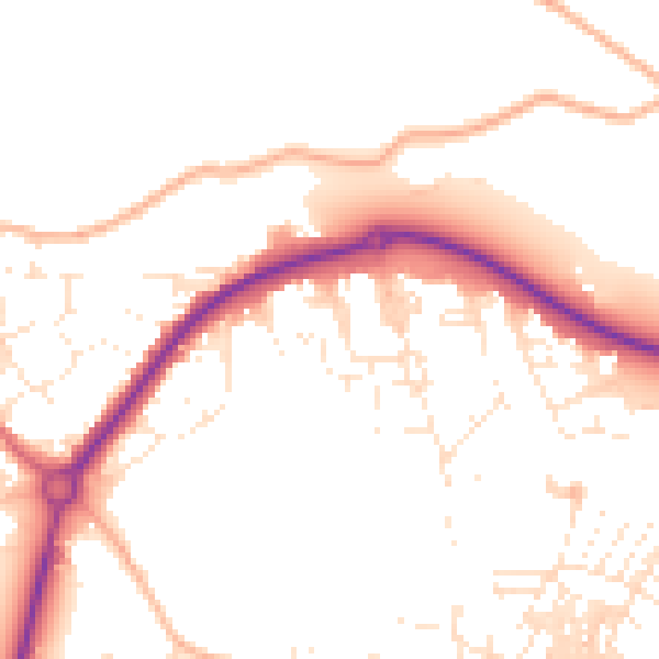 Daytime road noise heatmap for TR18 3NZ
