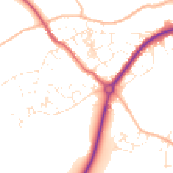 Daytime road noise heatmap for TR18 3QP