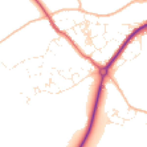 Daytime road noise heatmap for TR18 3QR