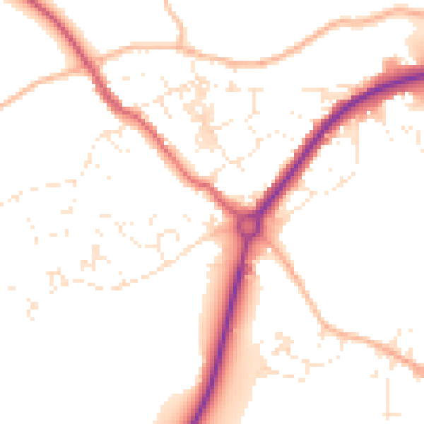 Daytime road noise heatmap for TR18 3QU