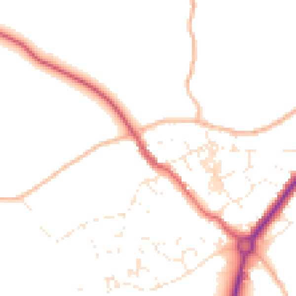 Daytime road noise heatmap for TR18 3QZ