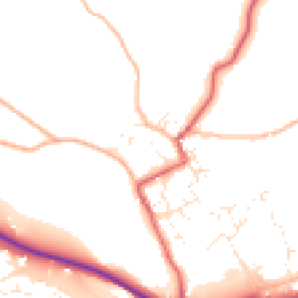 Daytime road noise heatmap for TR18 3RD