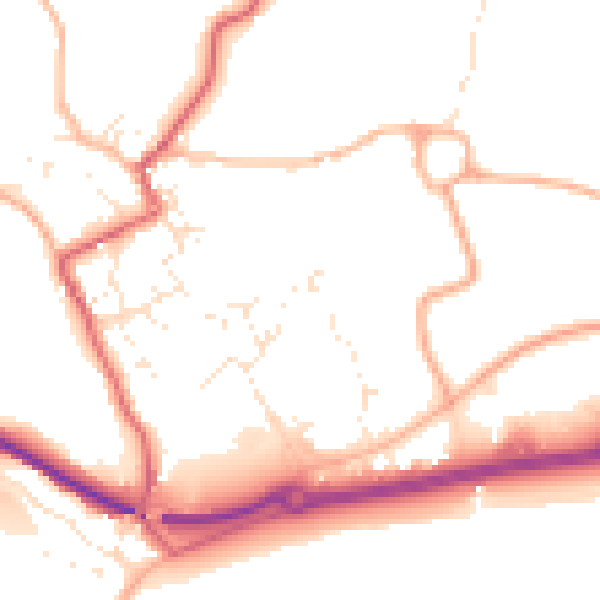 Daytime road noise heatmap for TR18 3RJ