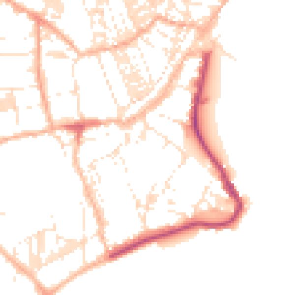 Daytime road noise heatmap for TR18 4AE