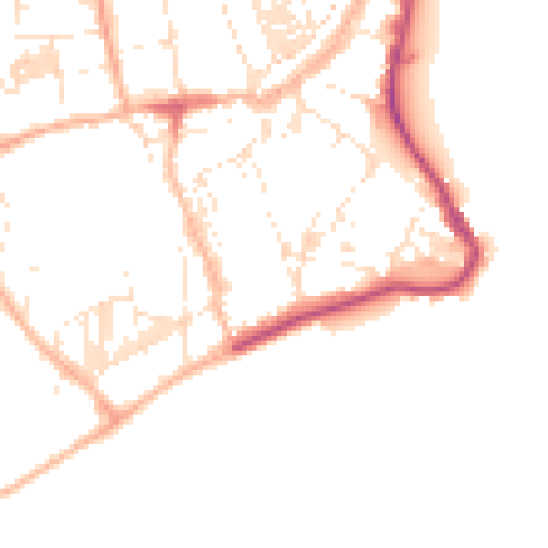 Daytime road noise heatmap for TR18 4DX