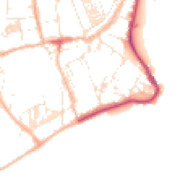 Daytime road noise heatmap for TR18 4DY