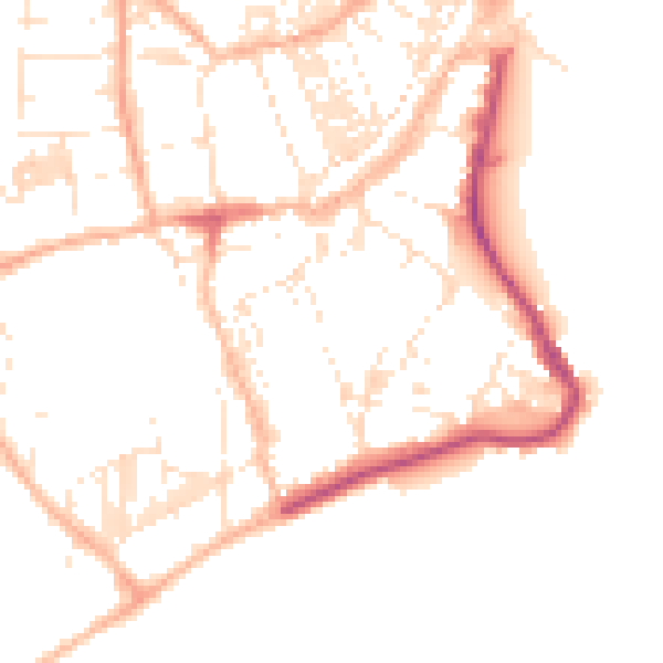 Daytime road noise heatmap for TR18 4DZ