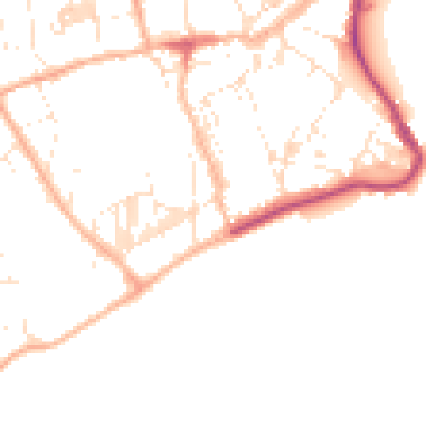 Daytime road noise heatmap for TR18 4HB