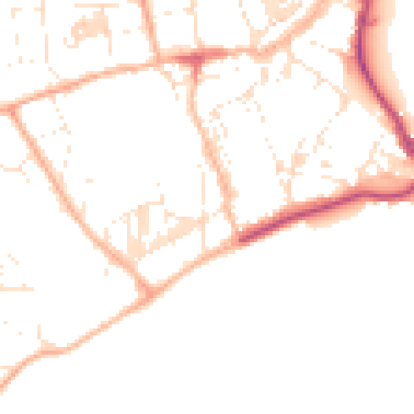Daytime road noise heatmap for TR18 4HN