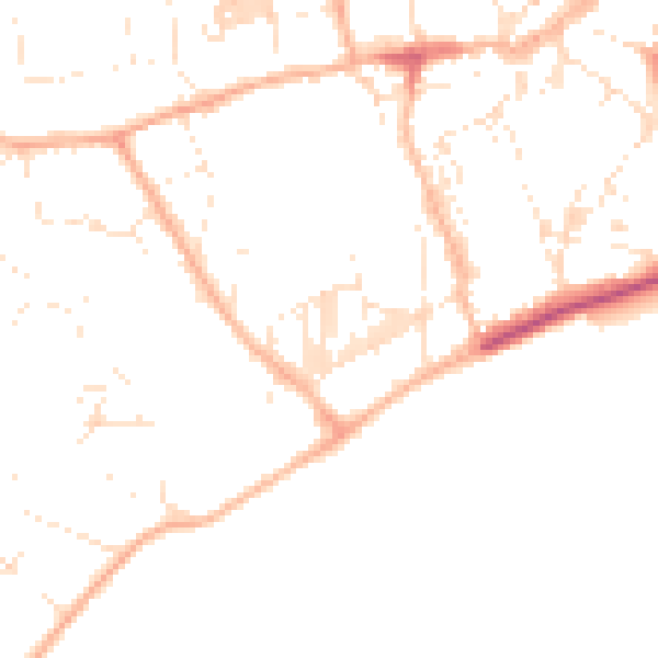 Daytime road noise heatmap for TR18 4HS