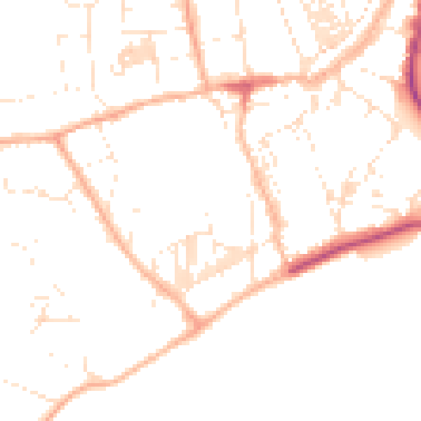 Daytime road noise heatmap for TR18 4HY